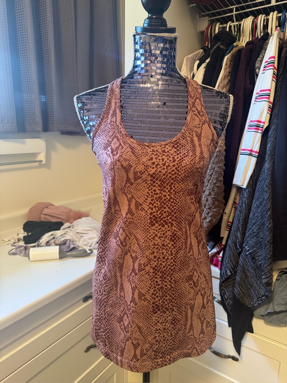 Lululemon Snake-Print Racerback CRB in Brown 10 longer length